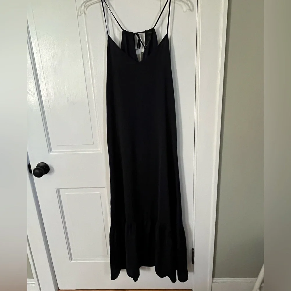 J Crew | Ruffle Hem Sleeveless Maxi Dress Navy Blue Tassels Size XXS
